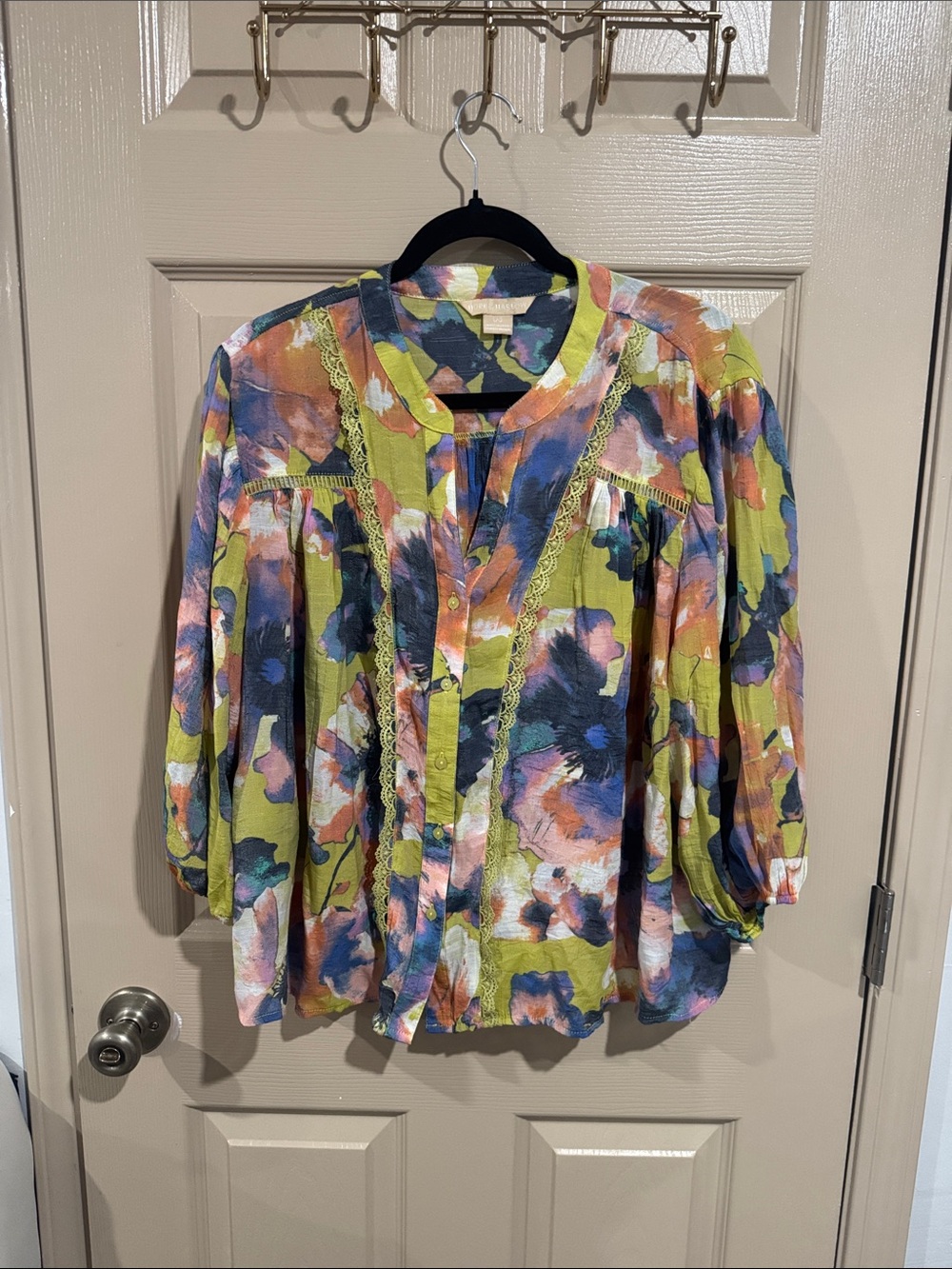 Multicolor Floral Button-Front Blouse